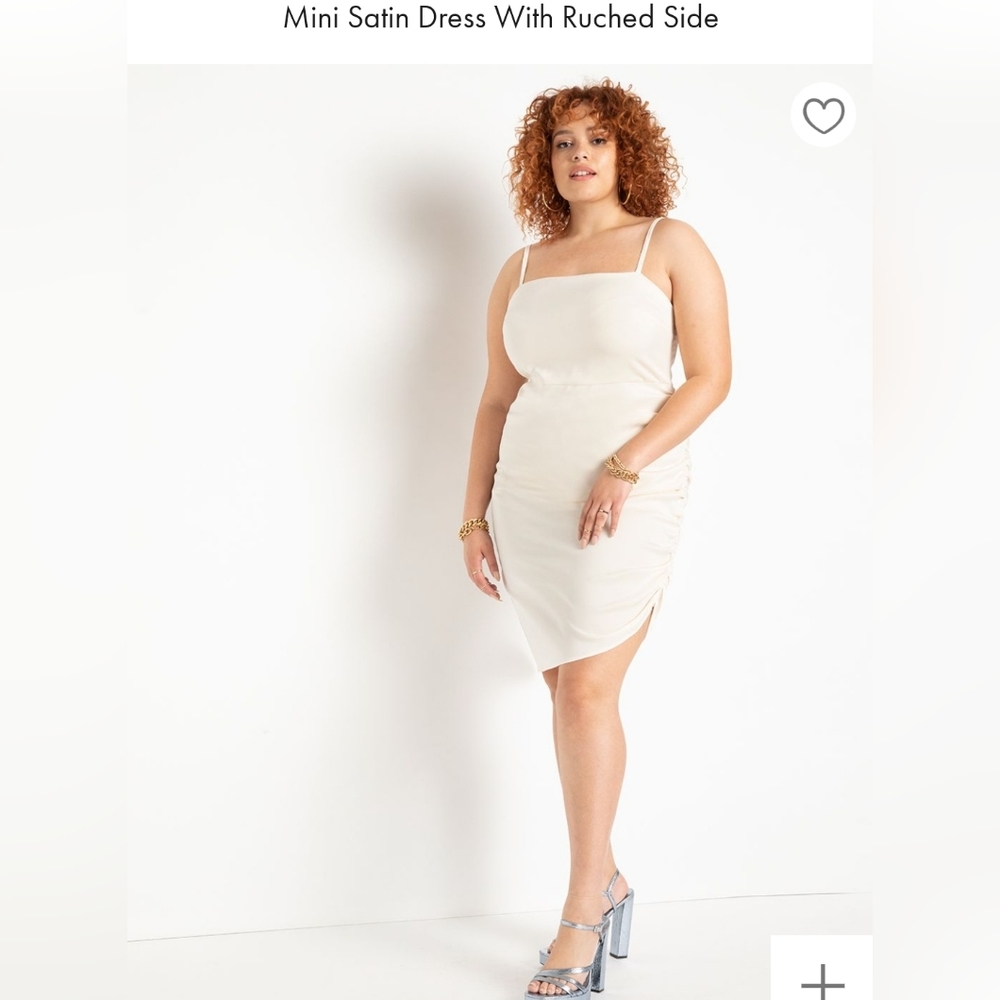 Eloquii Mini Satin Dress With Ruched Side